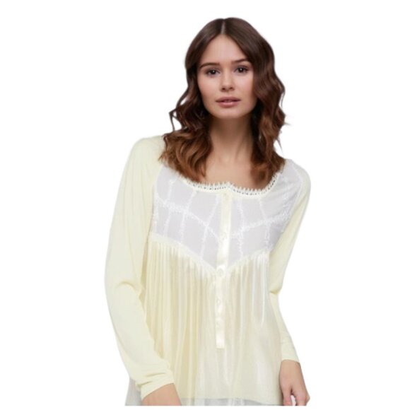 SoieRose Victorian Ivory Nightgown with Long Sleeves – 100% Cotton Sleepwear-SR- - Picture 2 of 5